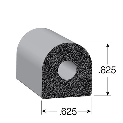 D-shaped .625 inch EPDM rubber seal for weatherstripping and protecting against moisture